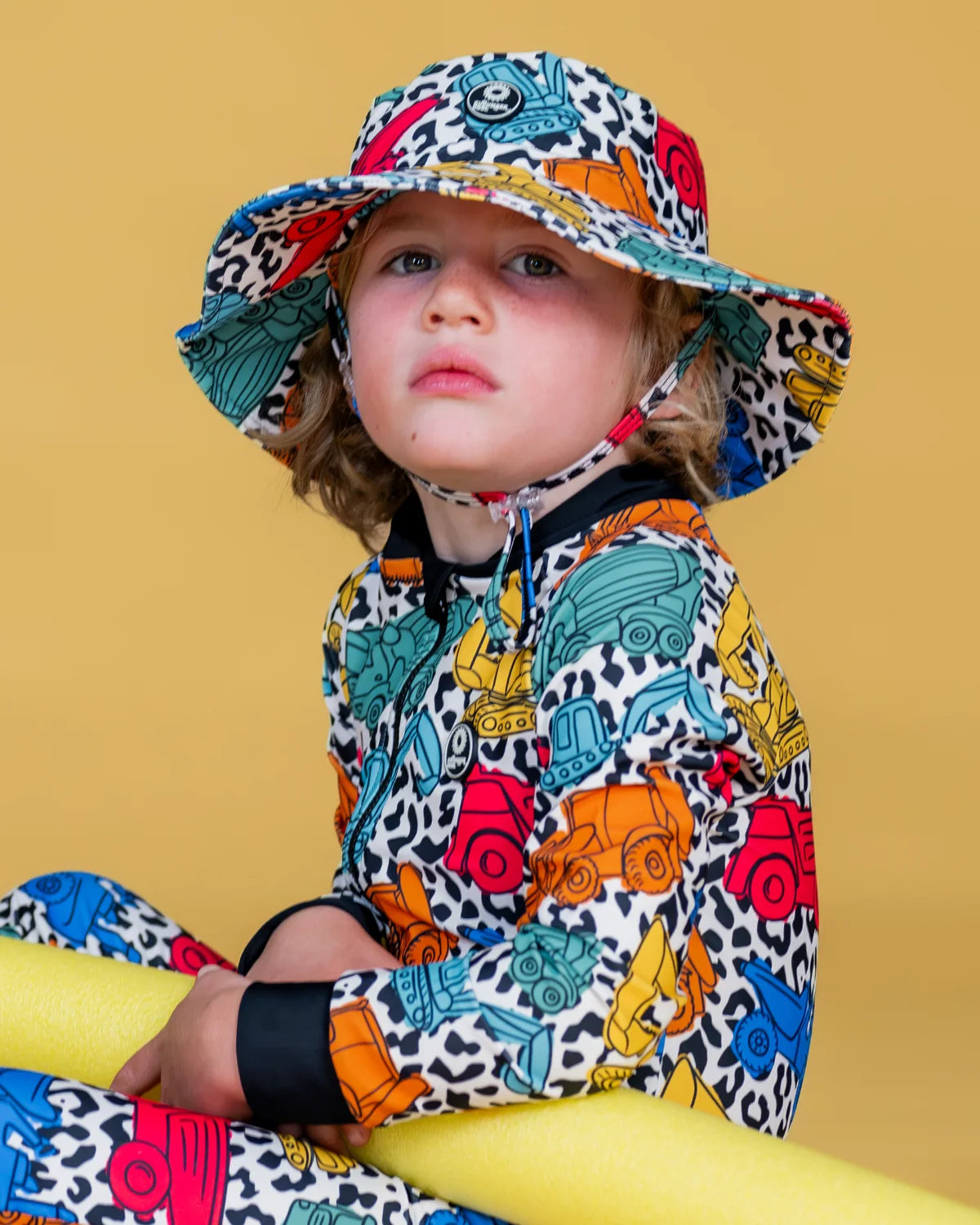 Construction Cool kids sunsuit, photo 6 – bright UPF50+ long sleeve full coverage swimsuit by Cucumber Cool