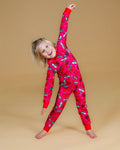 Cherry Pop kids sunsuit – bright UPF50+ long sleeve full coverage swimsuit by Cucumber Cool