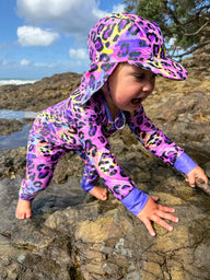 Babies and Toddlers Full Coverage Swimsuit - Electric Meow / 6-12 Months