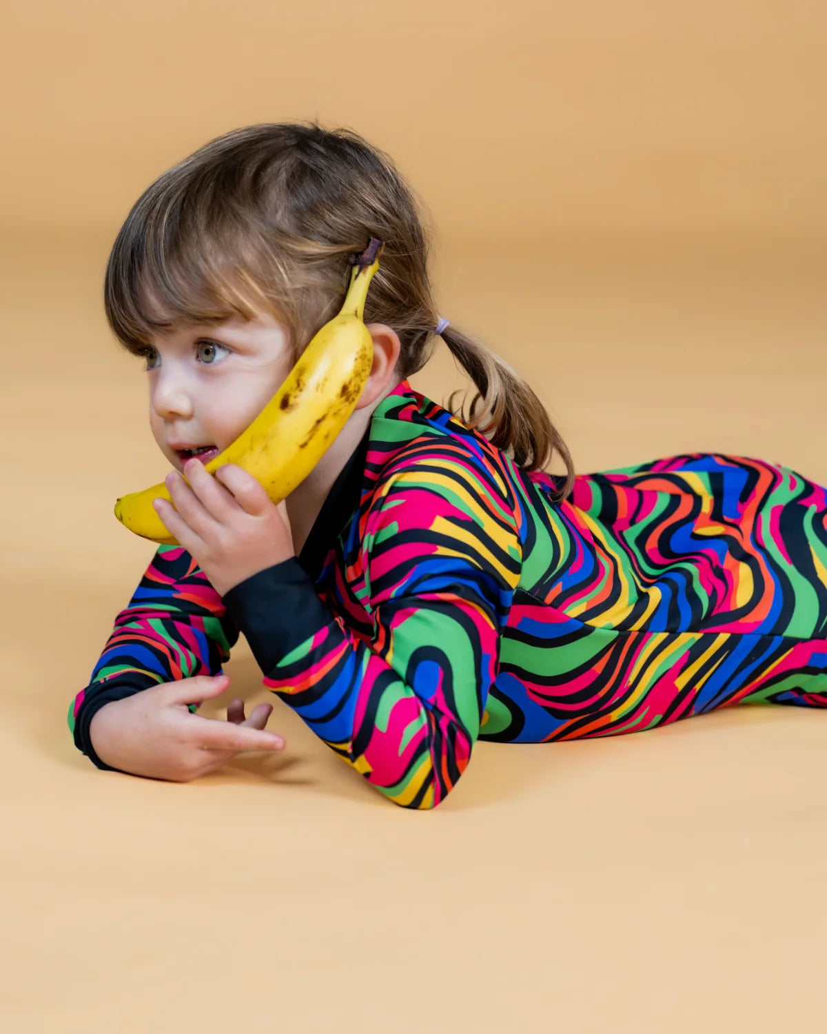 Look At Me Leopard leopard print toddler sunsuit, photo 2 – bright UPF50+ long sleeve swimsuit by Cucumber Cool