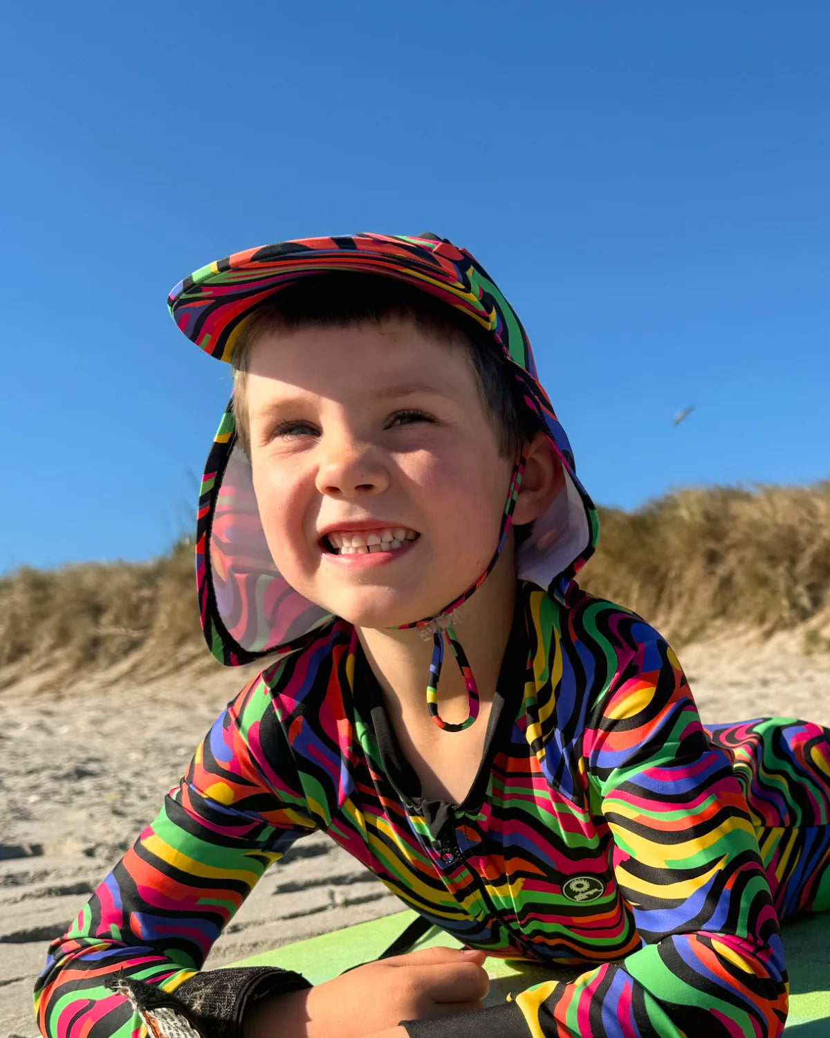 Look At Me Leopard leopard print legionnaire swim hat with neck flap, photo 4 – bright UPF50+ kids & baby sun hat by Cucumber Cool
