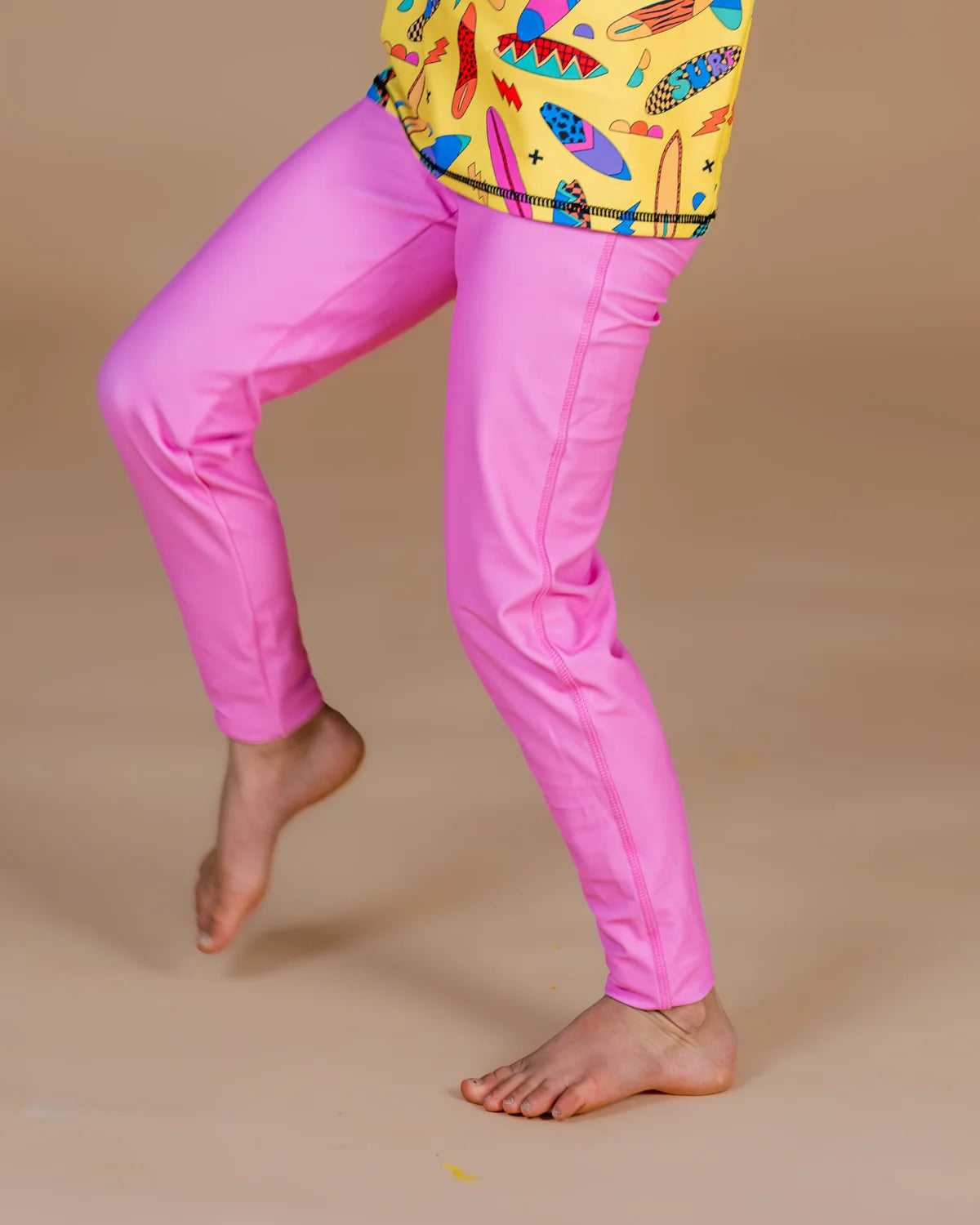 Pink kids swim leggings, photo 4 – UPF50+ sun safe swim pants by Cucumber Cool