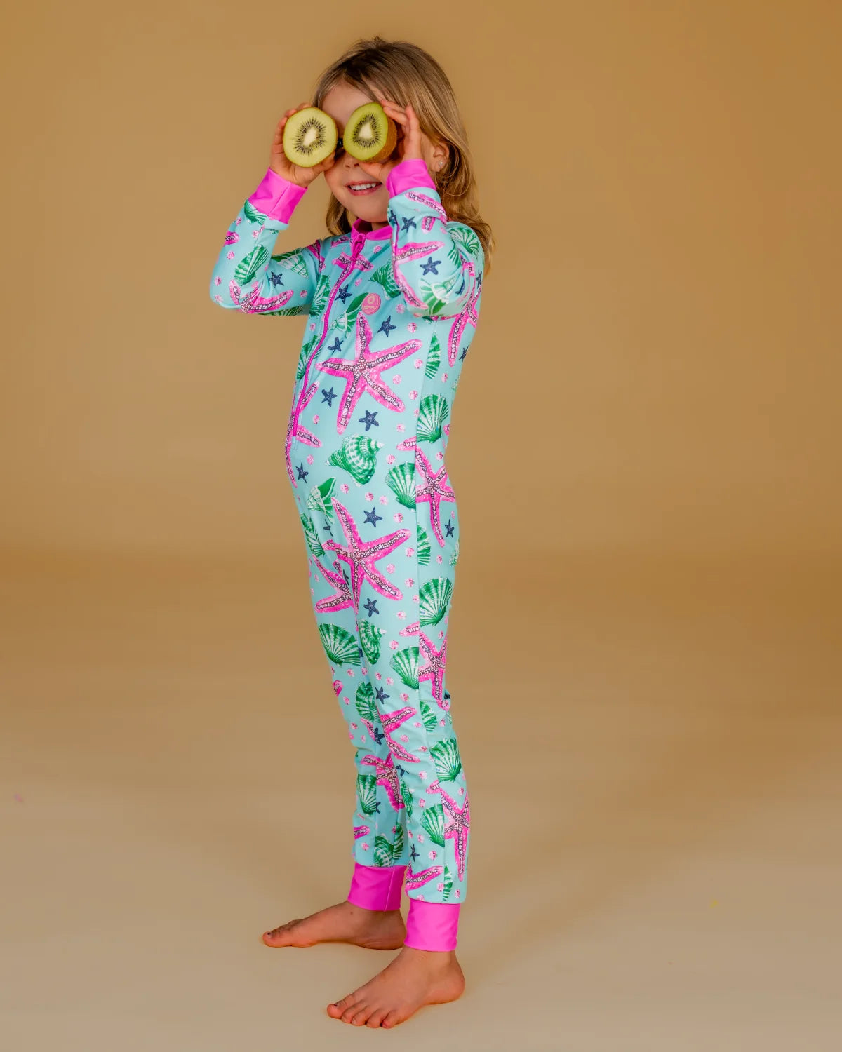 Starfish kids sunsuit – bright UPF50+ long sleeve full coverage swimsuit by Cucumber Cool