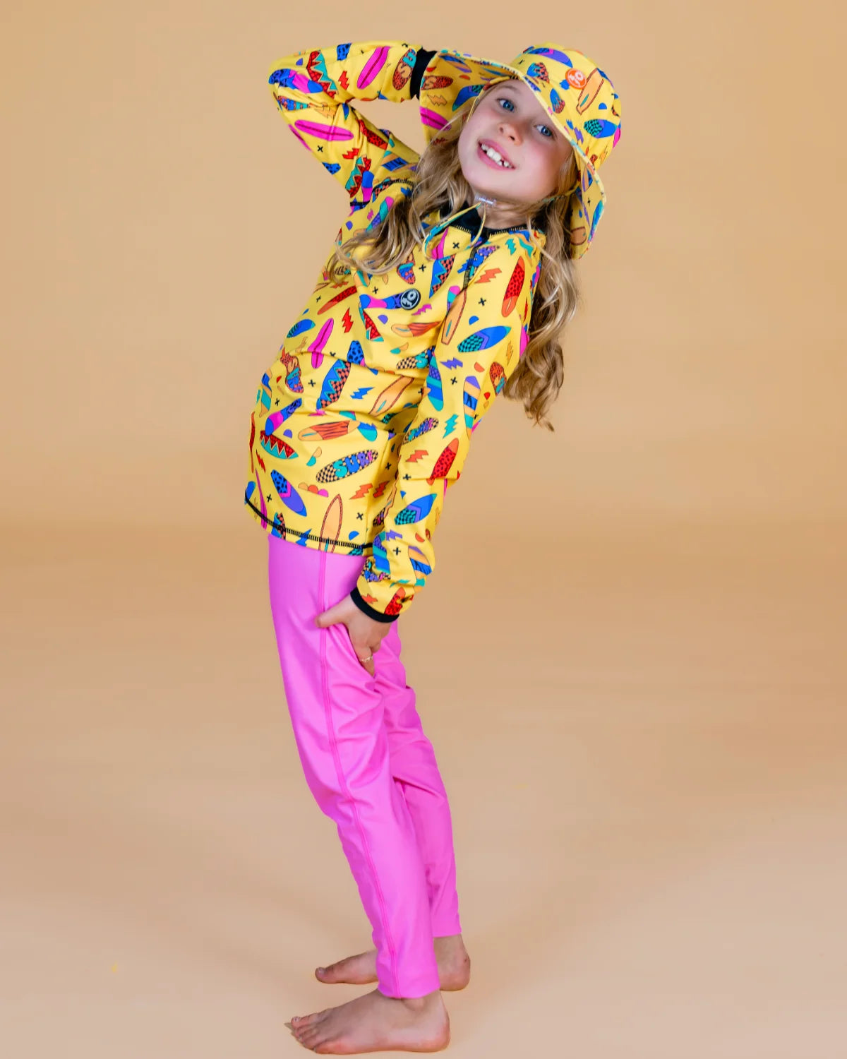 Surf's Up! kids long sleeve rash top, photo 3 – bright UPF50+ rash vest by Cucumber Cool