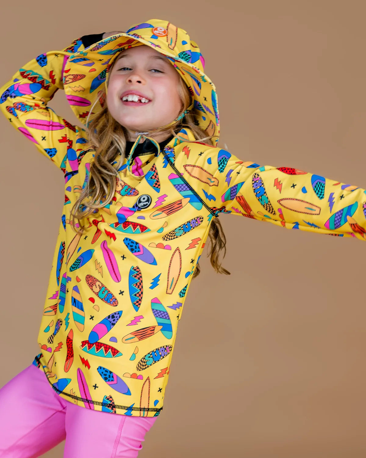 Surf's Up! kids long sleeve rash top – bright UPF50+ rash vest by Cucumber Cool