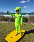 Turtle-Tastic baby sunsuit – bright UPF50+ long sleeve swimsuit by Cucumber Cool
